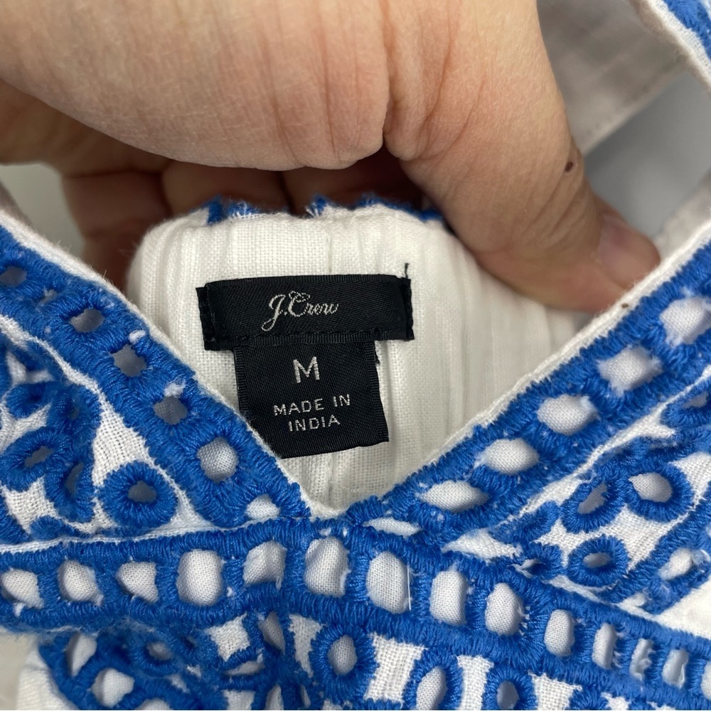 J. Crew | Ruffle Deep V-Neck Beach Linen Blend Dress Style #L7450 Sz M - Picture 6 of 15